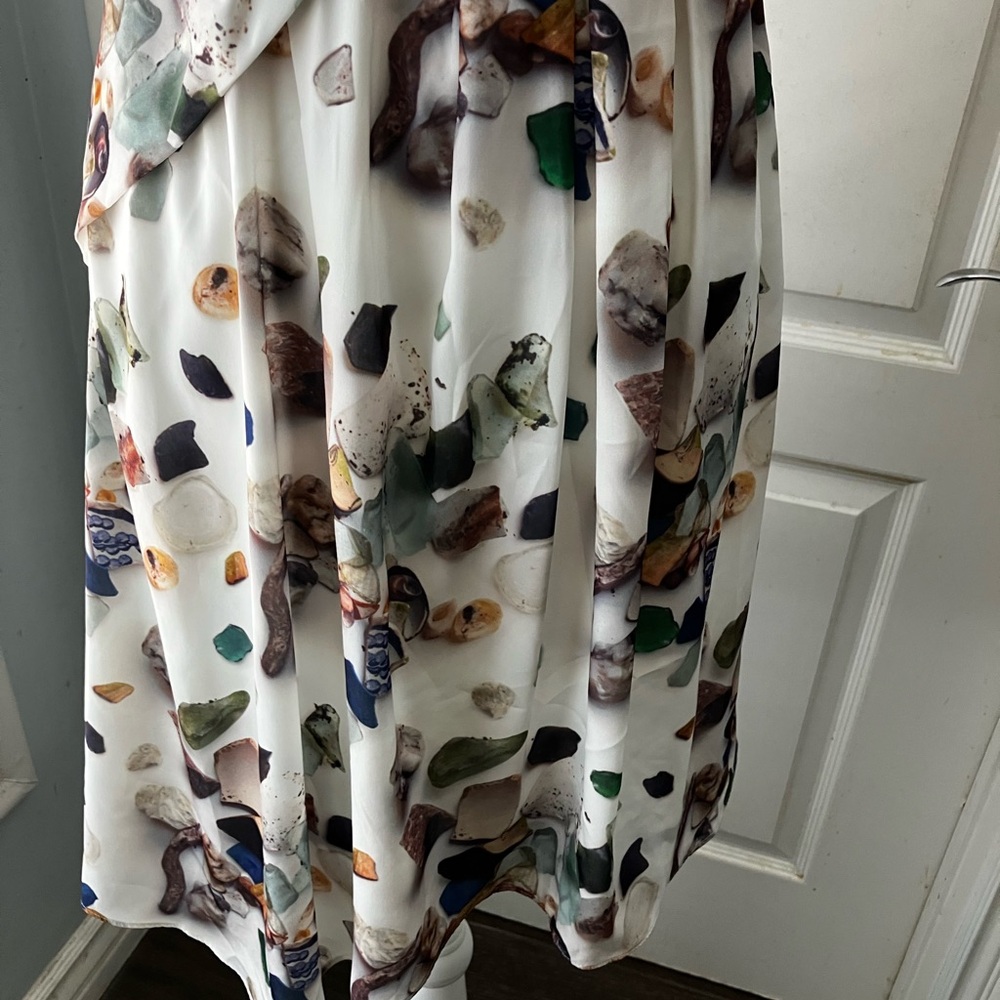 Elegant Costal vibe Multicolor Sleeveless very elegant waistband. Vintage dress - Picture 7 of 14